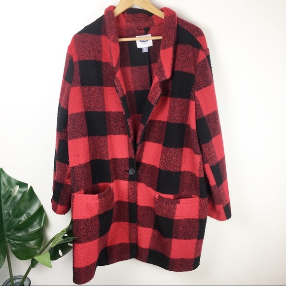 Old Navy Jackets & Blazers - Old Navy fleece plaid oversized blazer size XXL